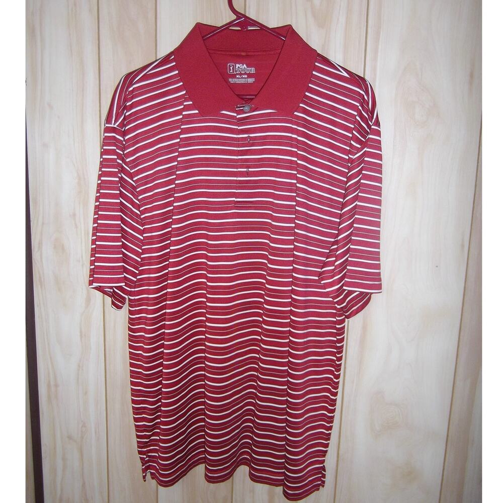 PGA Tour Strips Collared Short Sleeve Polo Shirt XL
